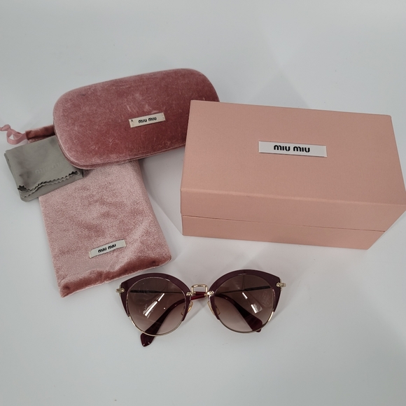 Miu Miu Accessories - Miu Miu Sunglasses SMU-53R 52mm Brown Burgundy with Box and Case